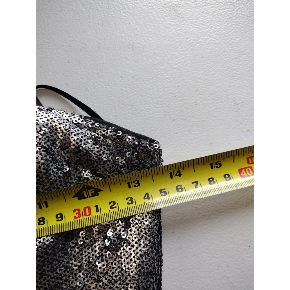 Forever 21 Silver Sequin Bustier Crop Top Sweetheart Zip Back Small New - Picture 6 of 6